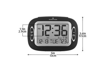 Image of Marathon Atomic Alarm Clock w/Temperature and Date, Black CL030051BK