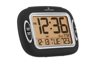 Image of Marathon Atomic Alarm Clock w/Temperature and Date, Black CL030051BK