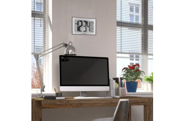 Image of Marathon Atomic Digital Wall Clock, Black/Stainless Steel, 9.5in x 1in x 6in, CL030068-BK-SS-NA