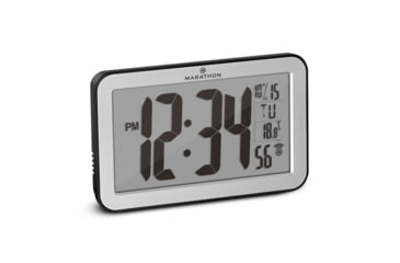 Image of Marathon Atomic Wall Clock w/8 Time Zones and Stand, Silver, CL030033-SV-BK-NA