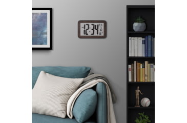 Image of Marathon Atomic Wall Clock w/8 Time Zones and Stand, Wood, CL030033-WD-BK-NA