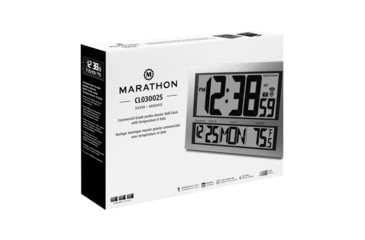 Image of Marathon Commercial Grade Jumbo Atomic Wall Clock w/6 Time Zones, Silver, CL030025-SV-00-NA