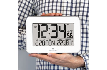 Image of Marathon Crystal Framed Atomic Wall Clock, White, CL030060-WH-00-NA