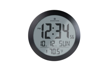 Image of Marathon Digital Round Wall Clock, Black, 9in x 1in x 9in, CL030069-BS-00-NA