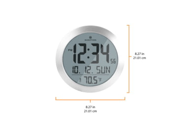 Image of Marathon Digital Round Wall Clock, Stainless Steel, 9in x 1in x 9in, CL030069-SS-00-NA