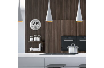 Image of Marathon Digital Round Wall Clock, Stainless Steel, 9in x 1in x 9in, CL030069-SS-00-NA