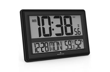 Image of Marathon Jumbo Atomic Wall Clock w/Table Stand, Black, CL030056-BK-00-NA