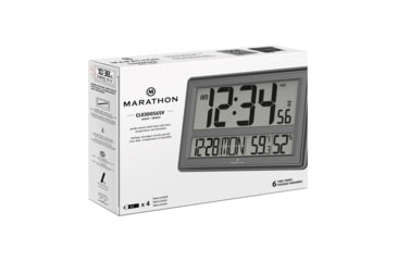 Image of Marathon Jumbo Atomic Wall Clock w/Table Stand, Silver, CL030056-SV-00-NA