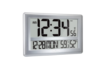 Image of Marathon Jumbo Atomic Wall Clock w/Table Stand, Silver, CL030056-SV-00-NA