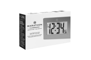 Image of Marathon Large Digital Frame Clock w/3.25 inch Digits, Graphite Gray, CL030064-GG-00-NA