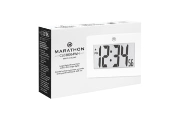 Image of Marathon Large Digital Frame Clock w/3.25 inch Digits, White, CL030064-WH-00-NA