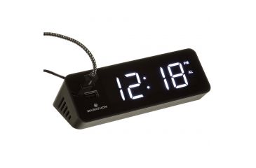 Image of Marathon LED Alarm Clock w/Two USB Ports, Black CL030055BK
