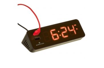 Image of Marathon LED Alarm Clock w/Two USB Ports, Coco Brown CL030055CO