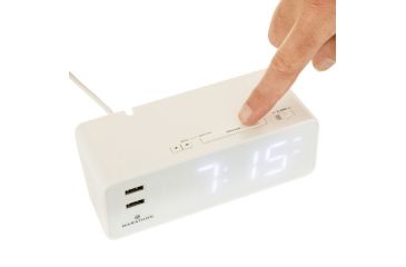 Image of Marathon LED Alarm Clock w/Two USB Ports, White CL030055WH