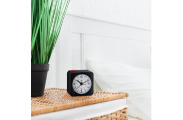 Image of Marathon Mini Analog Alarm Clock, Black Case/White Dial, 2.75in x 2in x 2.75in, CL030065-BK-WH-NA