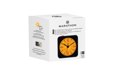 Image of Marathon Mini Analog Alarm Clock, Black Case/White Dial, 2.75in x 2in x 2.75in, CL030065-BK-WH-NA