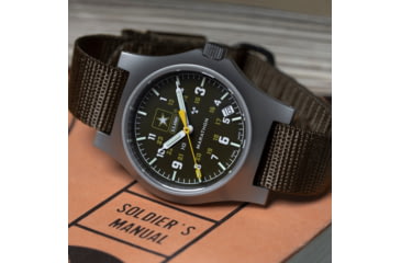 Image of Marathon Official US Army Officers Watch w/ Date, Black, NSN 6645-01-697-8865, WW194015SS-1101