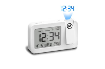 Image of Marathon Projection Wall Clock, White, 5.75in x 1in x 3.5in, CL030086-WH-BL-NA