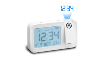 Image of Marathon Projection Wall Clock, White, 5.75in x 1in x 3.5in, CL030086-WH-BL-NA