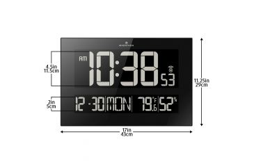 Image of Marathon Reverse LCD Display Jumbo Atomic Wall Clock, Black CL030059