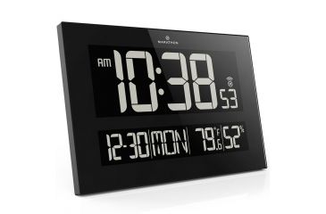 Image of Marathon Reverse LCD Display Jumbo Atomic Wall Clock, Black CL030059
