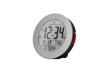 Image of Marathon Round Atomic Alarm Clock w/ Push Button Backlight, Graphite Grey, CL030078-GG-RD-NA