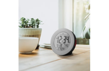 Image of Marathon Round Atomic Alarm Clock w/ Push Button Backlight, Graphite Grey, CL030078-GG-RD-NA