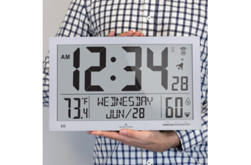 Image of Marathon Slim Jumbo Atomic Digital Wall Clock, Graphite Grey, 14.6in x 1.2in x 9in, CL030062-GG-FD-NA