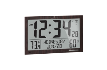 Image of Marathon Slim Jumbo Atomic Digital Wall Clock, Wood, 14.6in x 1.2in x 9in, CL030062-WD-FD-NA