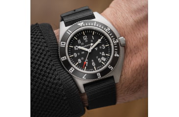 Image of Marathon Steel Navigator Watch w/ Date SSNAV-D On Ballistic Nylon, Strap Length 12in, Black, 41 mm, WW194013SS-0102