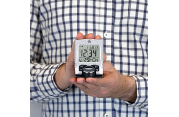 Image of Marathon Travel Alarm Clock w/ Calendar and Temperature, Silver, 2.5in x .5in x 3in, CL030023-SV-BK-NA