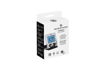 Image of Marathon Travel Alarm Clock w/ Calendar and Temperature, Silver, 2.5in x .5in x 3in, CL030023-SV-BK-NA