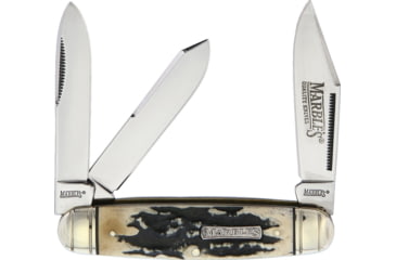 Image of Marbles Black Stag Cattleman Whittler Black Stag Bone Series Folding Knife, Black, Black stag bone handle, KB345 / MR473