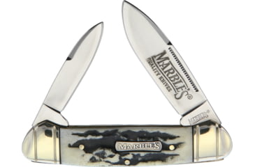 Image of Marbles Black Stag Large Canoe Folding Knife, Black, Black stag bone handle, KB203 / MR478