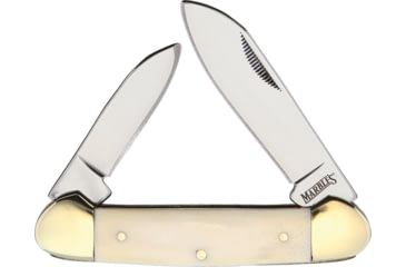 Image of Marbles Canoe White Smooth Bone Folding Knife, Mirror finish stainless spear and pen blades, White smooth bone handle, MR580 / PK352WH