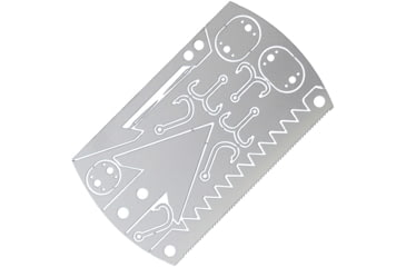 Image of Marbles Fishing Card Tool, 3.5in X 2in, SS, 3 Single Hooks, 3 Double Hooks, Descaler w/ Saw, 3 Swivel Weights/Snare Locks, 1 Arrowhead, 1 Gig, And 2 Sewing Needles, SJX160513 -1 / MR421