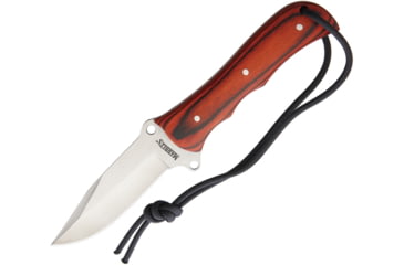 Image of Marbles Fixed Blade Knife, 8in Overall, 3.5in Satin SS Clip Point Blade, Pakkawood Handle, Dual Lashing Holes, Brown Leather Belt Sheath, BS110179 / MR413