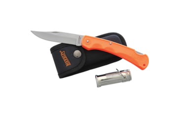 Image of Marbles Grandfather Mountain Folding Knive Set, 5in Closed Lockback, 3.75in Matte Finish SS Clip Point Blade, Orange Finger Grooved ABS Handle, MR425