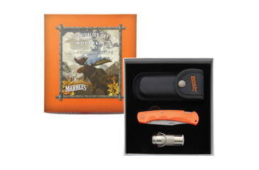 Image of Marbles Grandfather Mountain Folding Knive Set, 5in Closed Lockback, 3.75in Matte Finish SS Clip Point Blade, Orange Finger Grooved ABS Handle, MR425