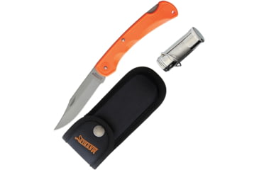 Image of Marbles Grandfather Mountain Folding Knive Set, 5in Closed Lockback, 3.75in Matte Finish SS Clip Point Blade, Orange Finger Grooved ABS Handle, MR425