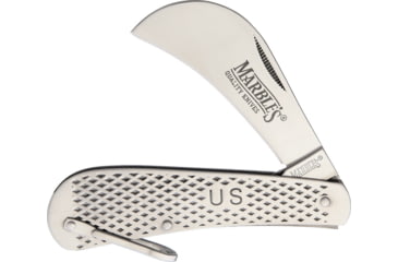 Image of Marbles Hawkbill Folding Knife, 2.75in Mirror SS Hawkbill Blade, Textured SS Handle, Bail, KB117-MR409