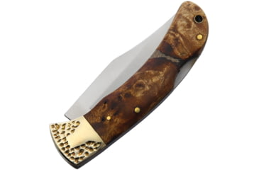 Image of Marbles Large Lockback Burl Wood Folding Knife, 3.5 satin finish stainless clip point blade, Burl wood handle, BF210643