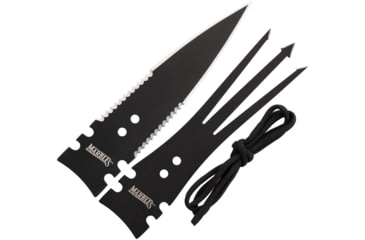 Image of Marbles Large Spear Heads, 6.625in Black SS Spear Head With Partially Serrated Dual Edges, 6.625in Black SS Gig, Black Paracord Included, MR408 / 2 PCS SPEAR HEADS