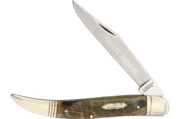Image of Marbles Large Toothpick Ram's Horn Folding Knife,3.75in,Stainless Steel,Standard Edge,Long Clip,Satin,Ram Horn Handle MR362