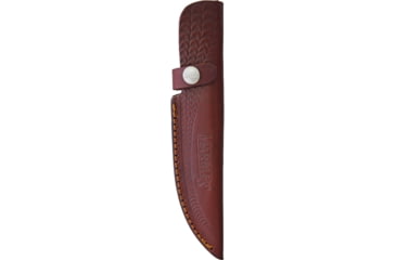 Image of Marbles Stag Skinner SS Knife, 8.75in Overall, 4.25in Satin SS Clip Point Blade, Stag Bone Handle, SS Guard, Brown Leather Sheath, MR458 / EG-739