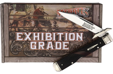 Image of Marbles Swing Guard Brown Checker Bone Folding Knife, 4.25in Closed, Satin Stainless Clip Blade, Brown Checkered Bone Handle, KA13W