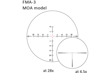 Image of March Scopes Wide Angle 4.5-28x52mm Rifle Scope With Lockable Shuriken Turrets, 34mm Tube, First Focal Plane, FMA-3 Reticle, Black, DE0391