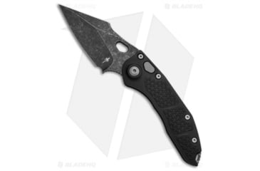 Image of Marfione Custom Knives Borka Blades Prototype Stitch Automatic Folding Knife, 3.75in, CPM 3V, Spear Point Blade, Aluminum Black Handle, Black/Black, 8.50in, BHQ-49020
