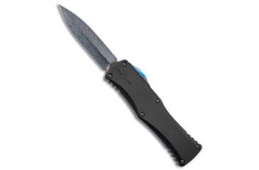Image of Marfione Custom Knives Marfione Custom Hera D/E OTF Auto Knife Black 3" Reptilian Pattern Dam, Black, Damascus, adult, BHQ-146641