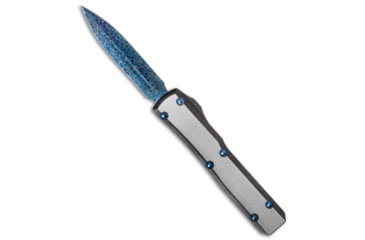 Image of Marfione Custom Knives Marfione Custom Knives Ultratech OTF Knife Two-Tone SS 3.3" Blued Damascus, Black/Gray, Damascus, adult, BHQ-36639